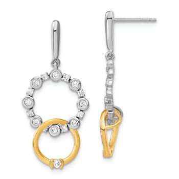 14K Two-tone Lab Grown Diamond SI1/SI2, G H I, Fancy Circle Drop Post Earrings