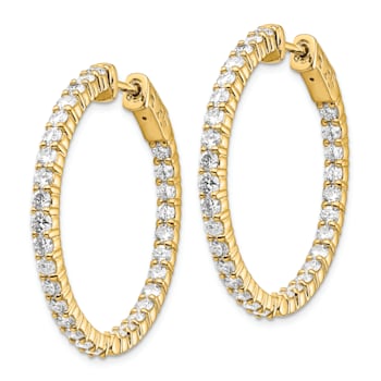 14K Yellow Gold 3ct. 2.30mm G H I True Light Moissanite Round Hoop with
Safety Clasp Earrings
