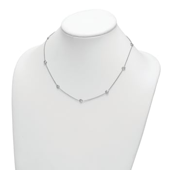 Rhodium Over 18K White Gold Diamond Stations 18 Inch Necklace