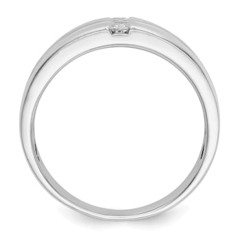 Rhodium Over 14K White Gold Lab Grown Diamond Polished and Satin Men's Ring