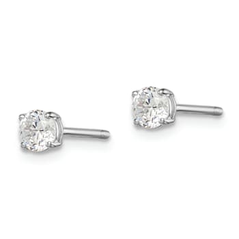 Sterling Silver Rhodium-plated 4mm Round CZ Stud Earrings