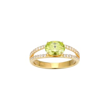 Green And White Cubic Zirconia 18K Gold Over Sterling Silver Ring 2.41ctw