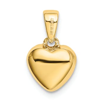 14k Yellow Gold Polished 3D Cubic Zirconia Heart Pendant