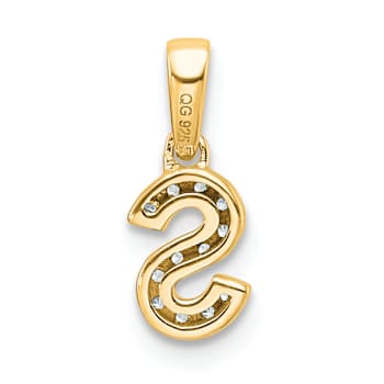 10k Yellow Gold Diamond Letter S Initial Pendant