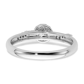 Rhodium Over 14K White Gold Diamond Trio Engagement Ring 0.12ctw