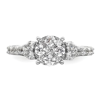 Rhodium Over 14K White Gold Lab Grown Diamond VS/SI GH, Cluster Ring 1.028ctw