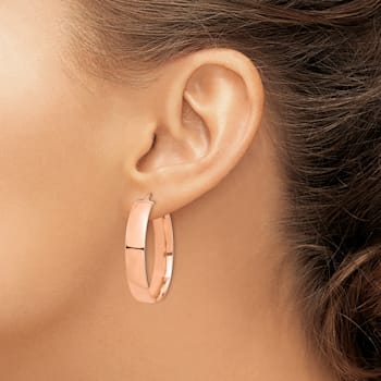 14k Rose Gold High Polished 1 1/2" Hoop Earrings