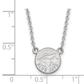 Rhodium Over Sterling Silver MLB LogoArt Toronto Blue Jays Pendant Necklace