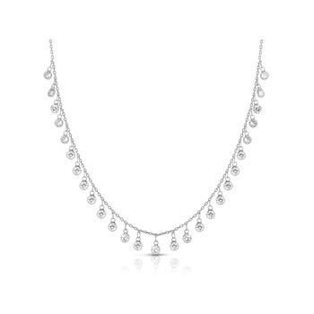 Dangling CZ Charm Necklace In Sterling Silver
