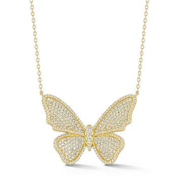 Rachel Zoe Pave CZ Large Butterfly Pendant Necklace in 14K Gold Over
Sterling Silver