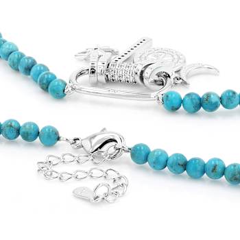 Composite Turquoise Celestial Charm Necklace In Rhodium Over Brass 14.45ctw
