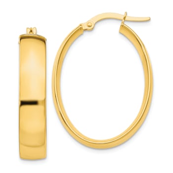14k Yellow Gold 11/16" Polished Oval Hoop Earrings