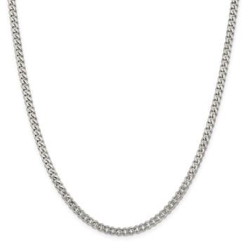 Rhodium Over Sterling Silver 4.5mm Curb Chain Necklace