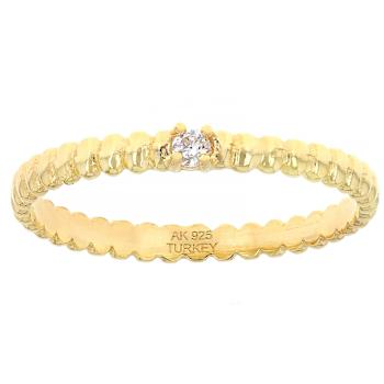 Stackable Ring Set With Topaz, Amethyst And CZ In 18K Gold Over Sterling Silver