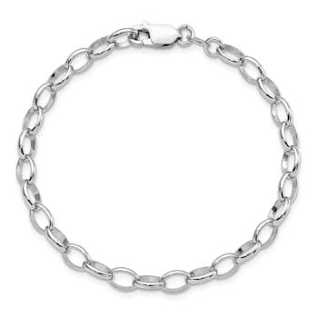 Rhodium Over Sterling Silver 5mm Rolo Chain Bracelet