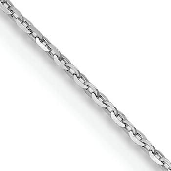 Rhodium Over 18K White Gold 1.15mm Solid Diamond-Cut Cable 20 Inch Chain