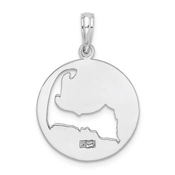 Rhodium Over Sterling Silver Polished Cape Cod Cut-out Pendant
