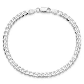 Rhodium Over Sterling Silver 4.5mm Curb Chain Bracelet
