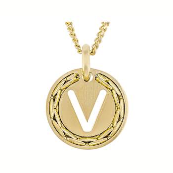 Cardano Initial V Pendant Necklace In 18K Gold Over Bronze