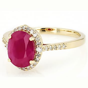Ruby And Diamond Solitaire Ring In 10K Gold