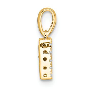 14K Yellow Gold Diamond Letter R Initial with Bail Pendant