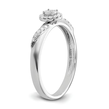 Rhodium Over 14K White Gold Diamond Trio Engagement Ring 0.12ctw