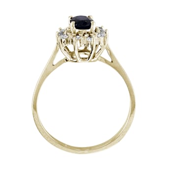 0.75ctw Oval Sapphire and Diamond Halo Ring in 14k Yellow Gold