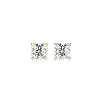 Square Cushion Cut Moissanite 14k Yellow Gold Over Silver Stud Earrings
0.66ctw DEW