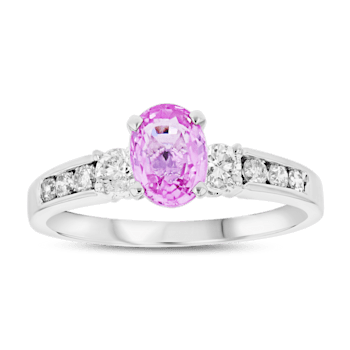 1.30ctw Pink Sapphire and Diamond Engagement Ring in 14k White Gold