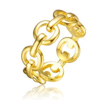 Chain Link Band Ring In 14K Gold Over Brass