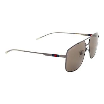 Gucci Ruthenium Square Frame / Gray Lenses Sunglasses