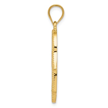 14k Yellow Gold Textured Hamsa with Star of David Charm