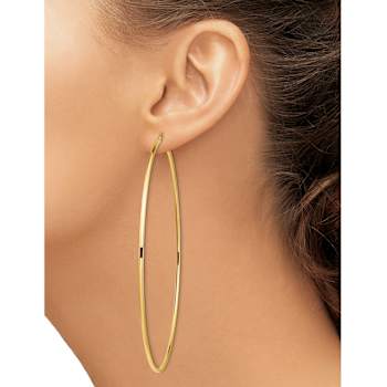 14k Yellow Gold 4" Polished Tube Hoop Earrings