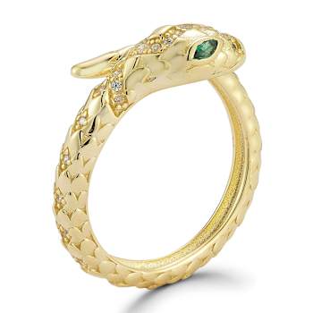 Rachel Zoe CZ Bypass Snake Ring in 14K Gold Over Sterling Silver
