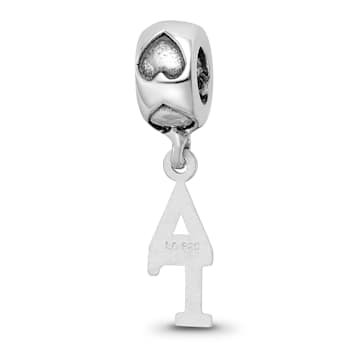 Rhodium Over Sterling Silver LogoArt Delta Gamma Vertical Letter on
Heart Bead