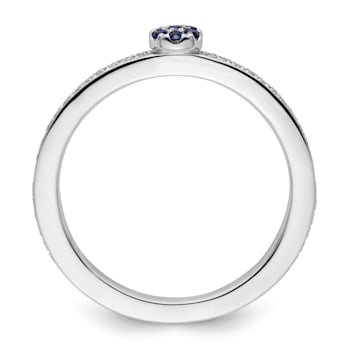 14K White Gold Stackable Expressions Lab Created Sapphire and Diamond
Ring 0.075ctw