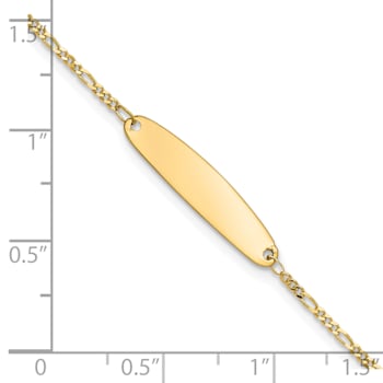 14K Yellow Gold Figaro Baby Oval ID Bracelet