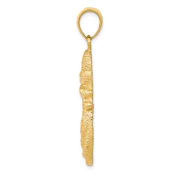 14k Yellow Gold Solid Satin and Polished Mother Holding Child Charm