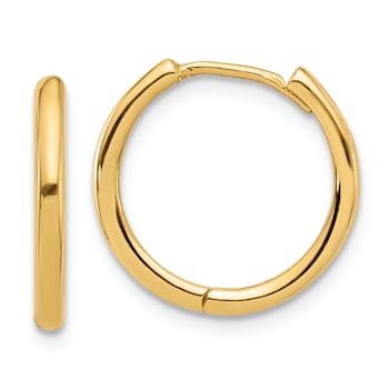 14k Yellow Gold Polished 5/8" Hinged Hoop Earrings