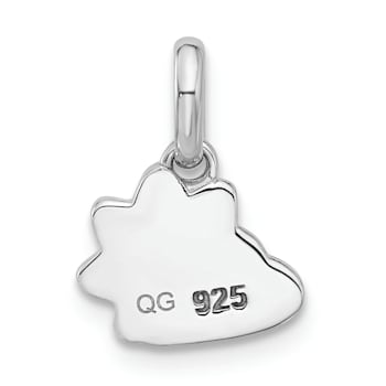 Rhodium Over Sterling Silver Enameled Sun and Cloud Children's Pendant