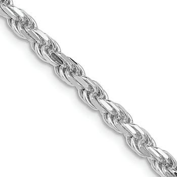 Rhodium Over Sterling Silver 3.5mm Diamond-cut Rope Chain