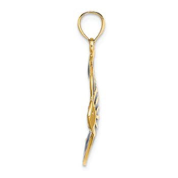 14k Yellow Gold with Blue Enameled Angelfish Charm