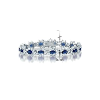 Sapphire Color CZ Oval Link Tennis Bracelet In Sterling Silver