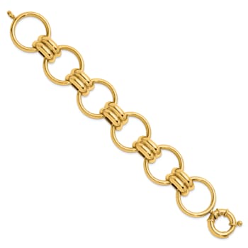 14K Yellow Gold 25.4mm Circles 7.5 inch Bracelet