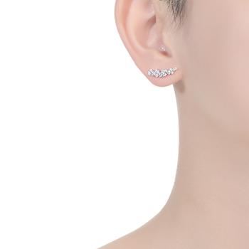 CZ Cluster Stud Earrings In Sterling Silver