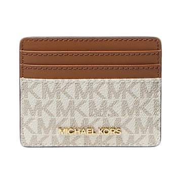 Michael Kors Jet Set Travel Large MK Logo Card Case Holder in Vanilla