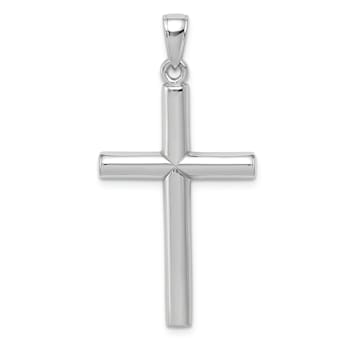 Rhodium Over 14K White Gold Polished Cross Pendant