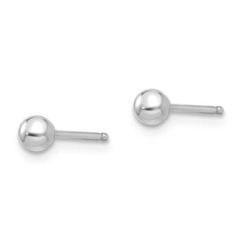 Rhodium Over 14k White Gold Polished 3mm Ball Stud Earrings