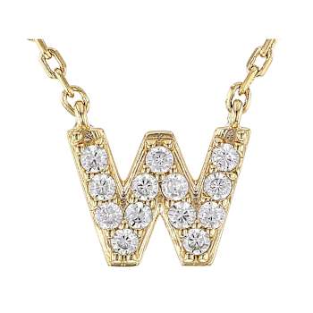 CZ Initial W Station Necklace In 18K Gold Over Sterling Silver 0.2ctw