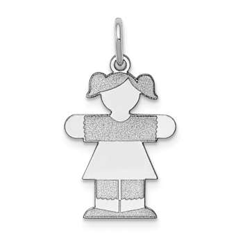 Rhodium Over 14K White Gold Satin Girl Hugs Charm